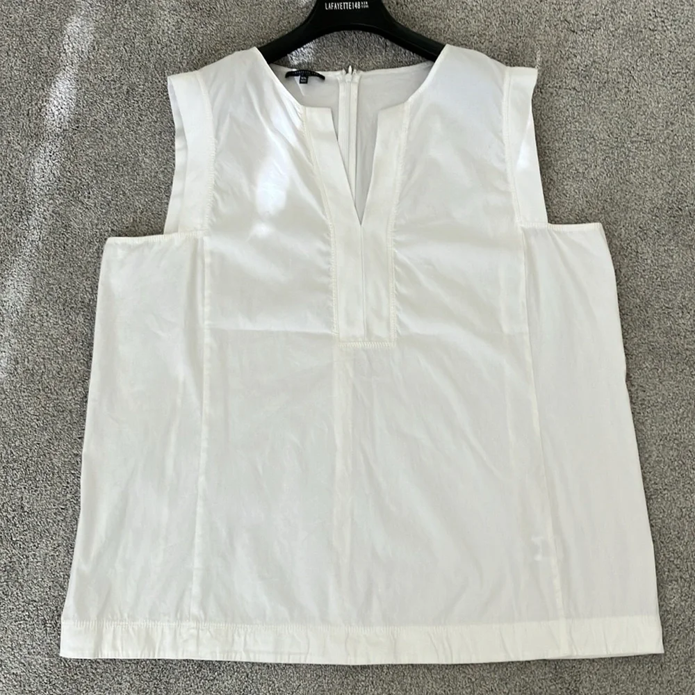 Lafayette 148 White Sleeveless Split-neck Top size XXL - Picture 2 of 11